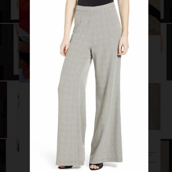 Wayf Pants - Wayf “Andrea” Wide Leg High Waist Plaid Pant